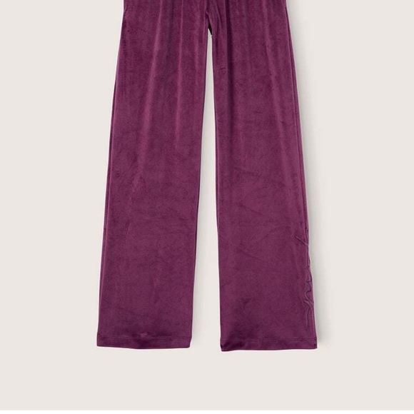 PINK Victoria's Secret Burgundy Velour Track Pants - Picture 4 of 13